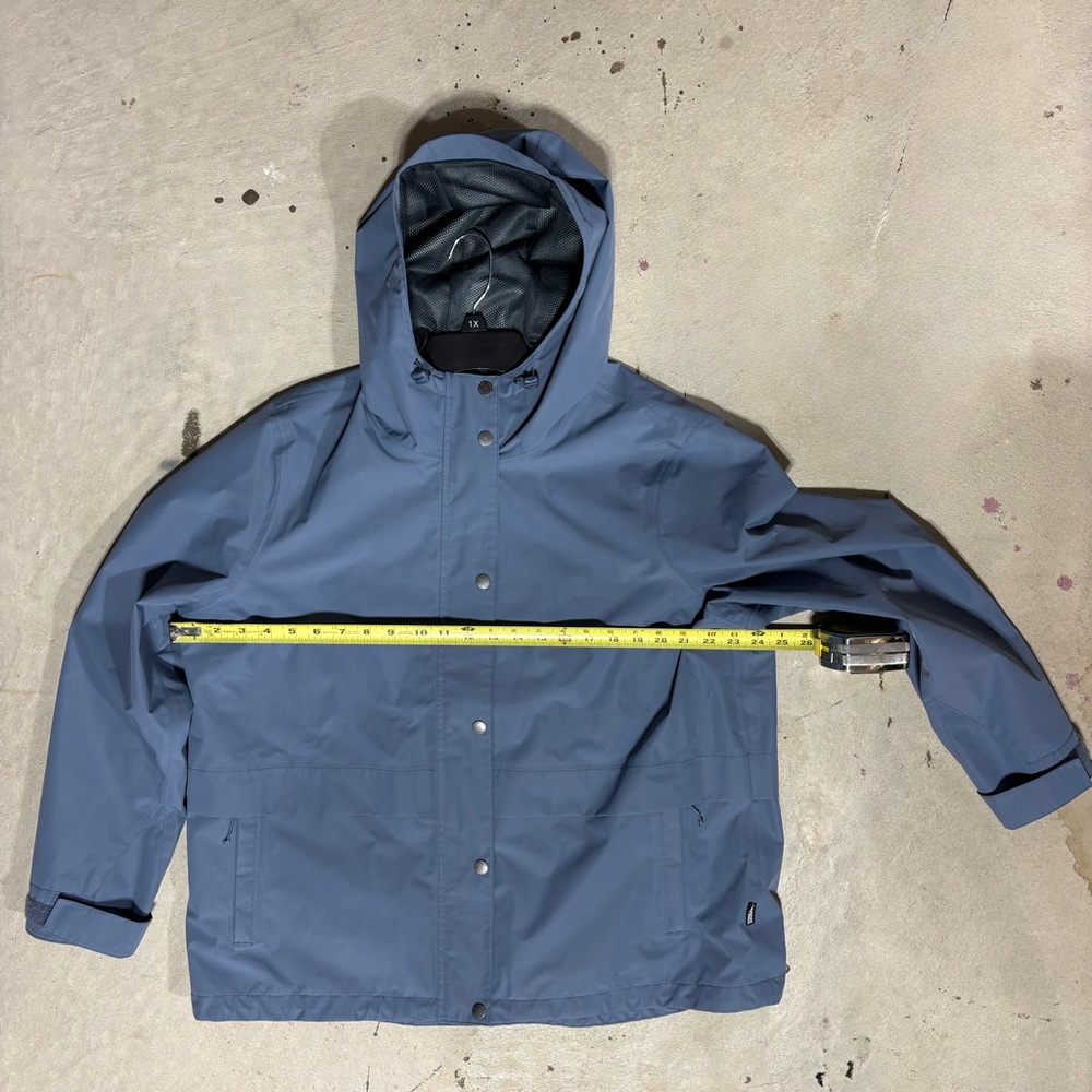 Eddie Bauer Women's XL Blue Rain Jacket With Hood Pockets Snap & Full Zip - Picture 10 of 13